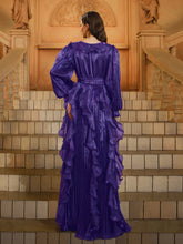 Purple Ruffled A-line Layer Prom Dress